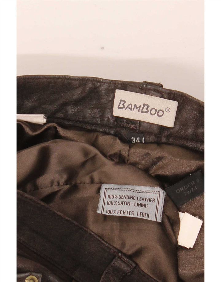 Vintage Mens Straight Leather Trousers W34 L32 Brown