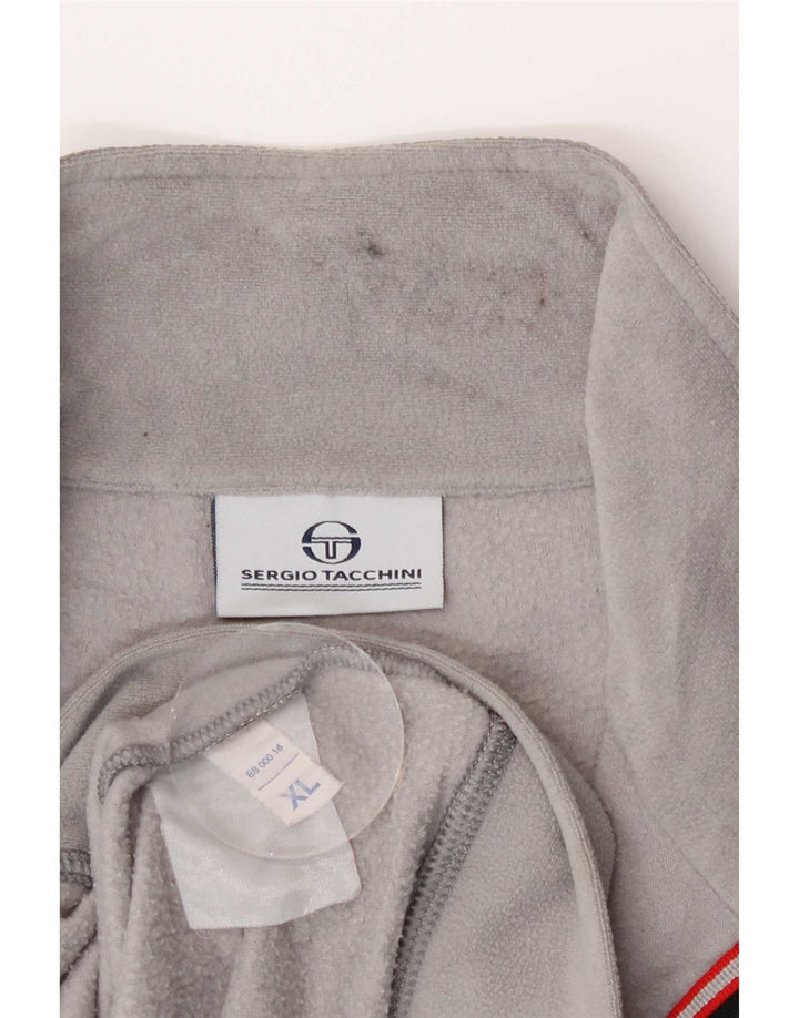 Sergio Tacchini Mens Fleece Jacket UK 42 XL Grey Pinstripe