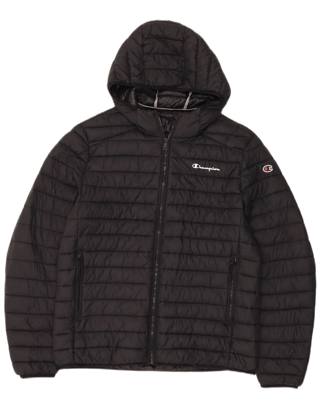 Champion Mens Hooded Padded Jacket UK 40 Large Black