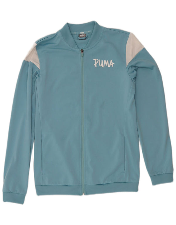 Puma Boys Graphic Tracksuit Top Jacket 15-16 Years Blue Colourblock