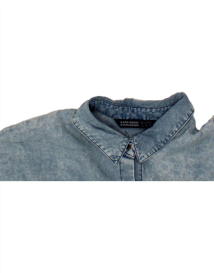 ZARA Womens Oversized Denim Shirt UK 10 Small Blue Vintage Zara and Second-Hand Zara from Messina Hembry 