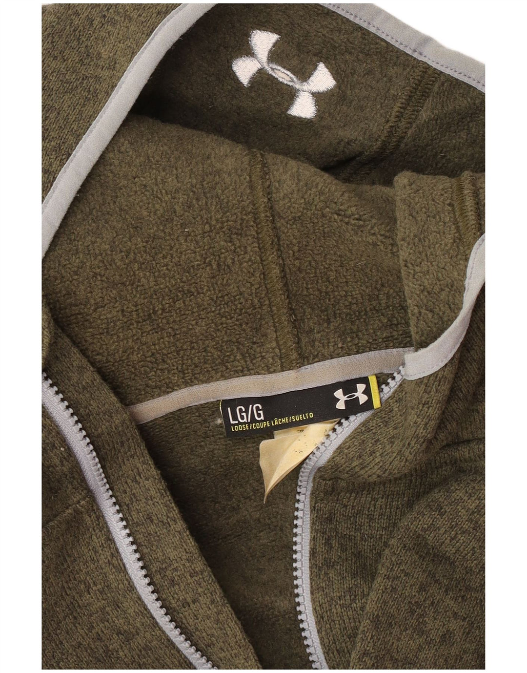 Under Armour Mens Zip Hoodie Sweater Large Green Flecked