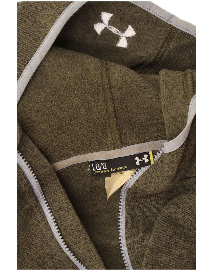 Under Armour Mens Zip Hoodie Sweater Large Green Flecked