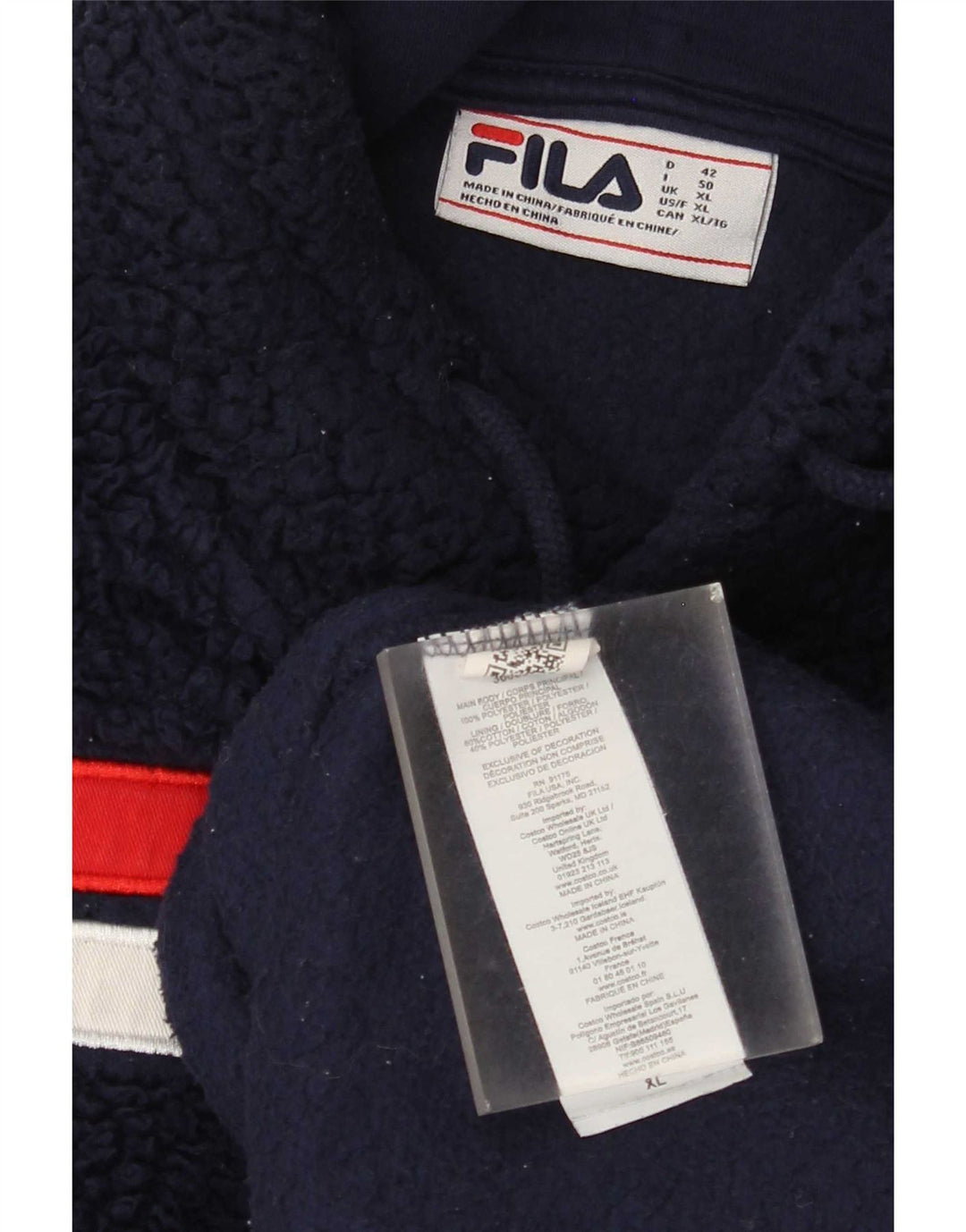 Fila Mens Graphic Hooded Fleece Jumper XL Navy Blue Polyester