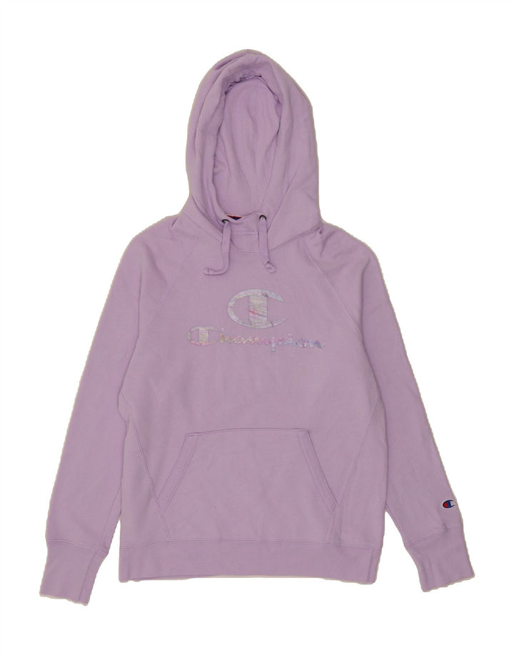 CHAMPION Womens Graphic Hoodie Jumper UK 14 Medium Purple Polyester Vintage Champion and Second-Hand Champion from Messina Hembry 