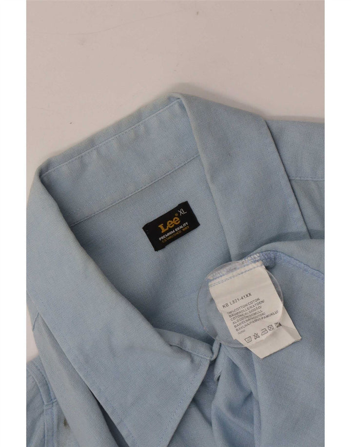 Lee Mens Short Sleeve Shirt XL Blue Cotton