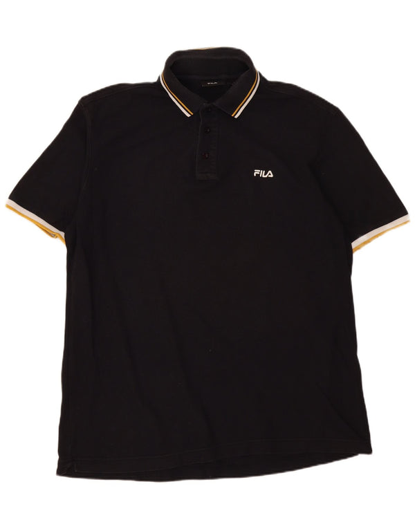 Fila Mens Polo Shirt XL Black Cotton