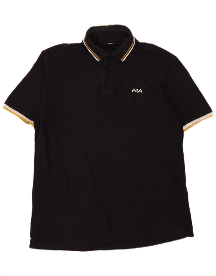 Fila Mens Polo Shirt XL Black Cotton