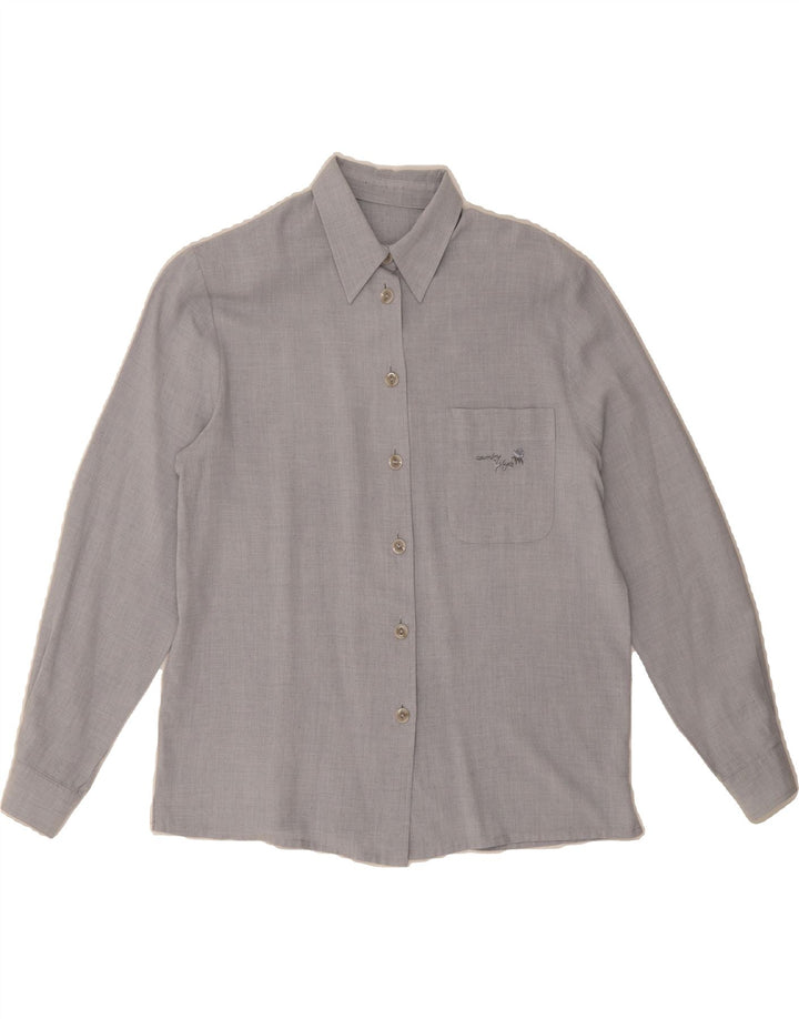 VINTAGE Womens Shirt UK 14 Large Grey Vintage Vintage and Second-Hand Vintage from Messina Hembry 