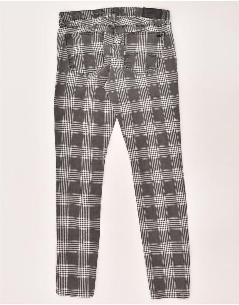 TOMMY HILFIGER Womens Skinny Casual Trousers W29 L32 Grey Check Cotton | Vintage Tommy Hilfiger | Thrift | Second-Hand Tommy Hilfiger | Used Clothing | Messina Hembry 