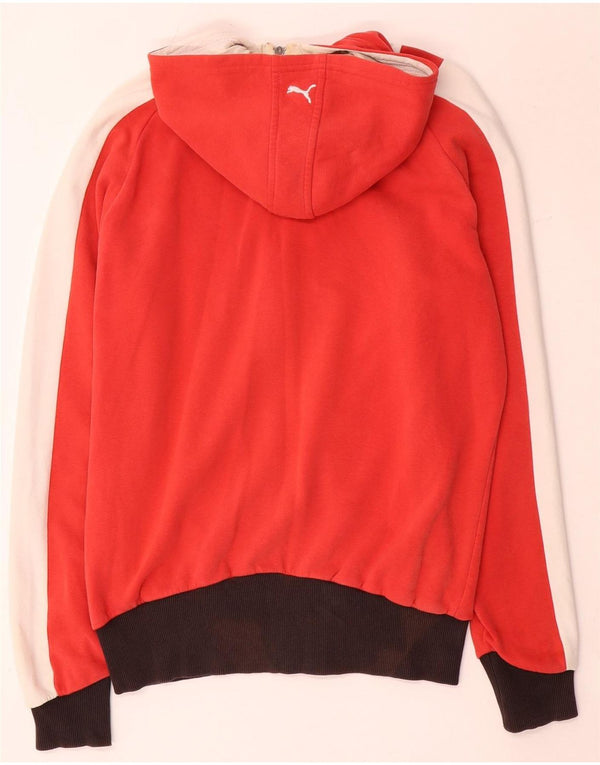 Puma Mens Zip Hoodie Sweater Medium Red Colourblock Cotton