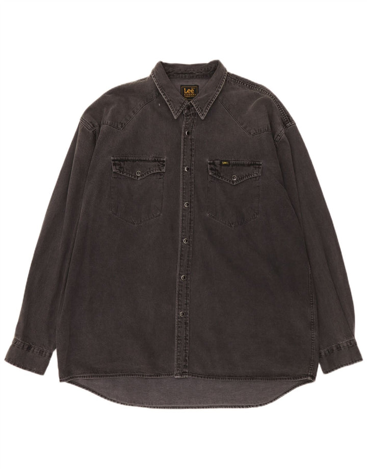 Lee Mens Riders Denim Shirt XL Grey Cotton