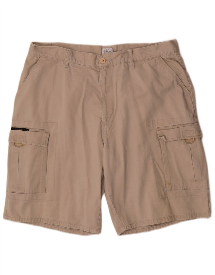 Calvin Klein Mens Cargo Shorts W38 XL Beige Cotton