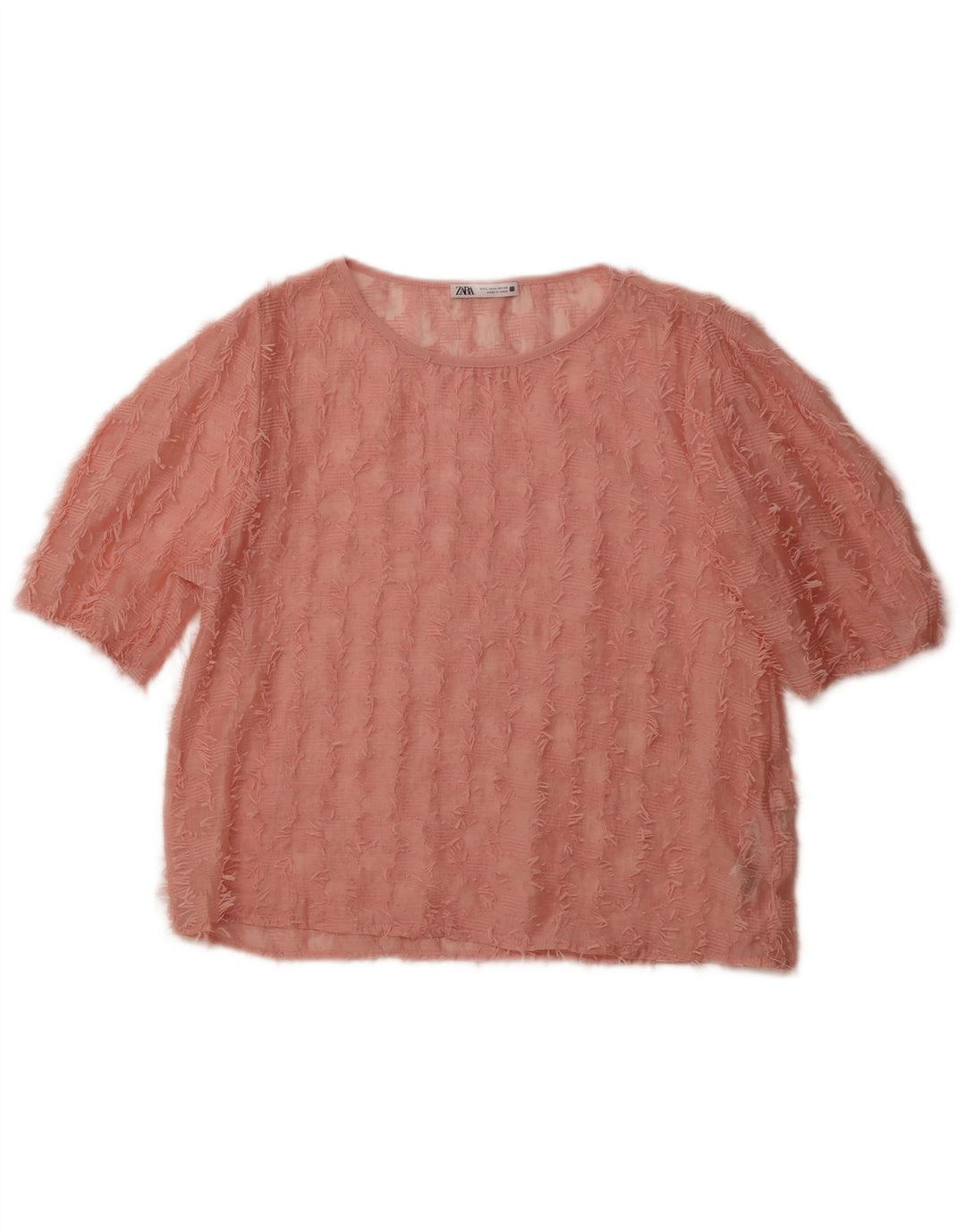 ZARA Womens See Through Blouse Top UK 14 Large Pink Polyamide