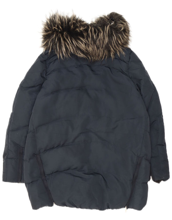 Zara Womens Padded Jacket UK 14 Medium Navy Blue Polyester