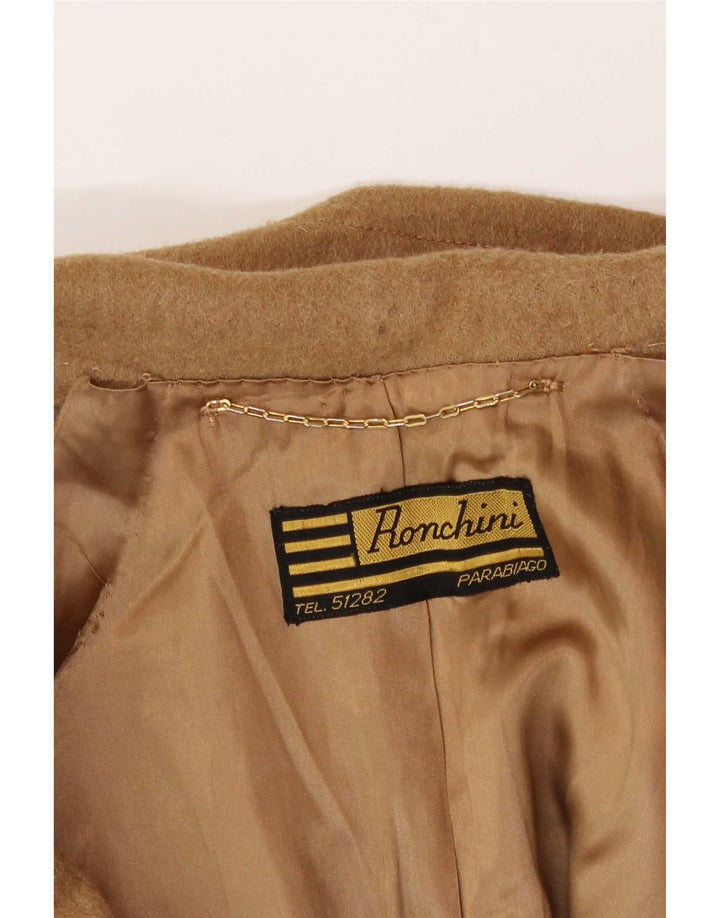 Vintage Womens Double Breasted Coat UK 14 Medium Beige