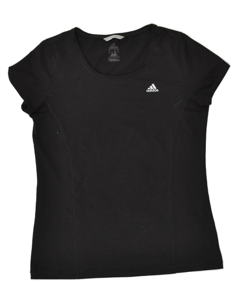 ADIDAS Womens T-Shirt Top UK 12 Medium Black Polyester | Vintage Adidas | Thrift | Second-Hand Adidas | Used Clothing | Messina Hembry 