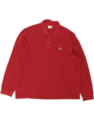 LACOSTE Mens Long Sleeve Polo Shirt Size 7 2XL Red Cotton