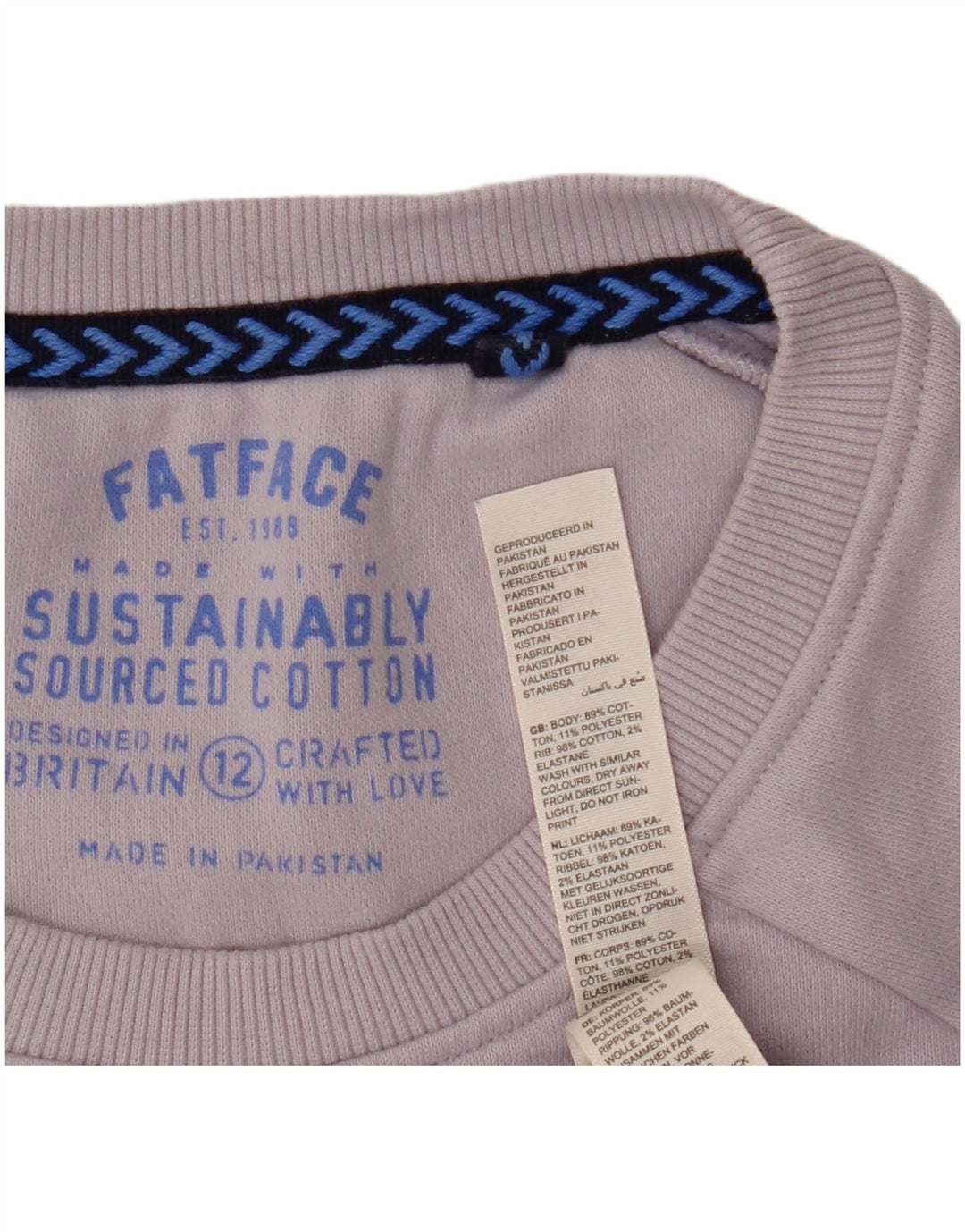 FAT FACE Womens Graphic Sweatshirt Jumper UK 12 Medium  Purple Cotton
