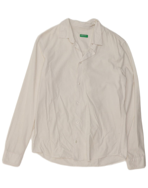 BENETTON Boys Shirt 13-14 Years 3XL White Cotton