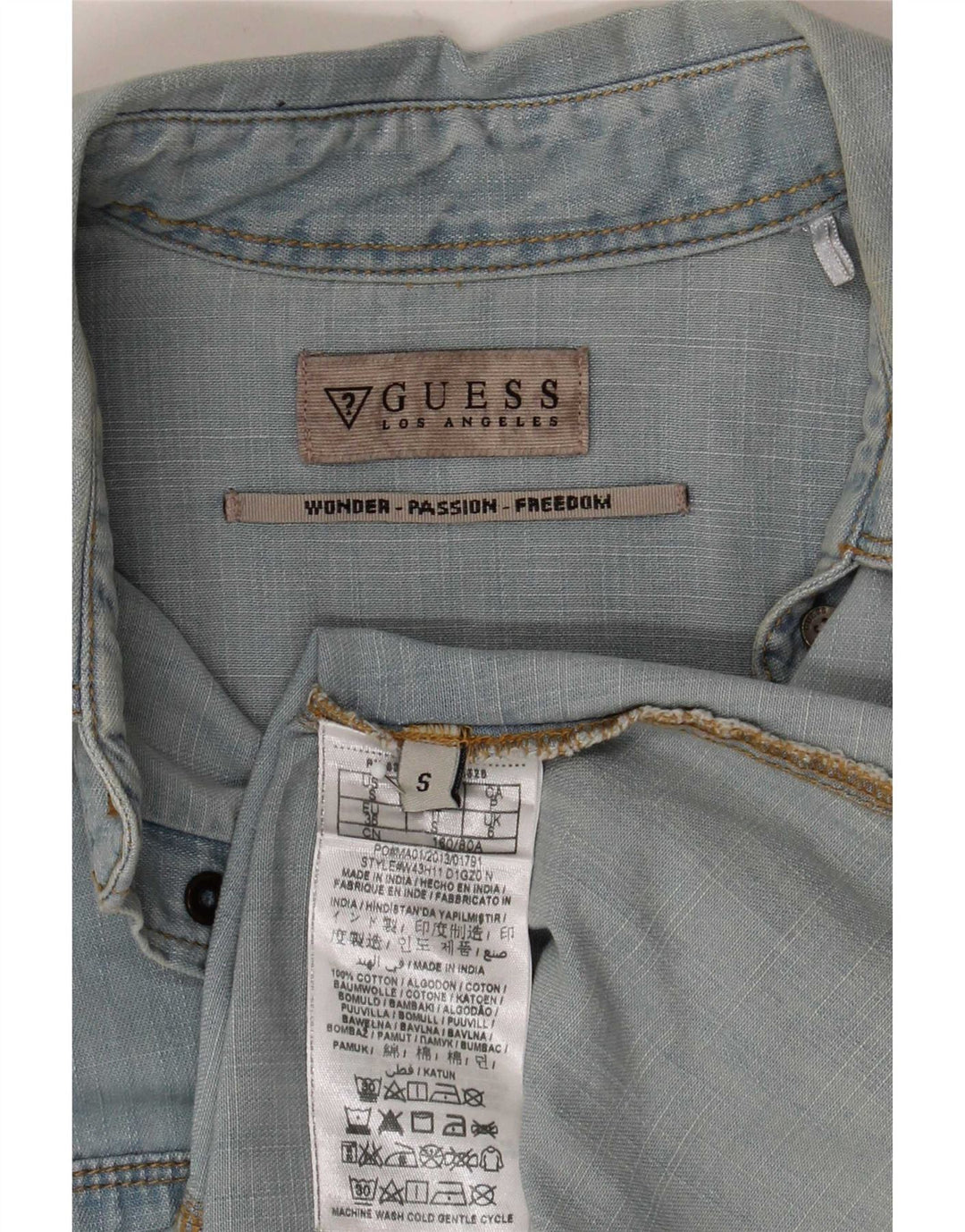 Guess Womens Denim Shirt UK 10 Small Blue Cotton