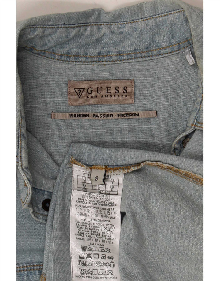 Guess Womens Denim Shirt UK 10 Small Blue Cotton