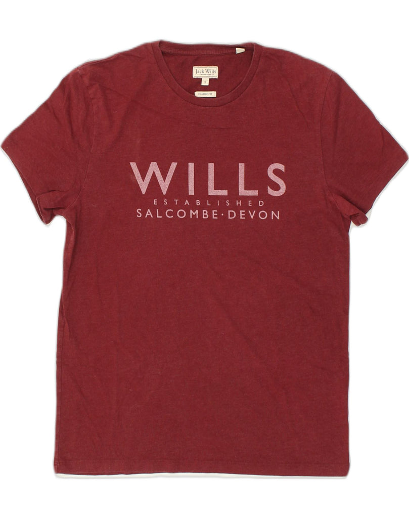 JACK WILLS Mens Graphic T-Shirt Top Small Burgundy Cotton | Vintage Jack Wills | Thrift | Second-Hand Jack Wills | Used Clothing | Messina Hembry 