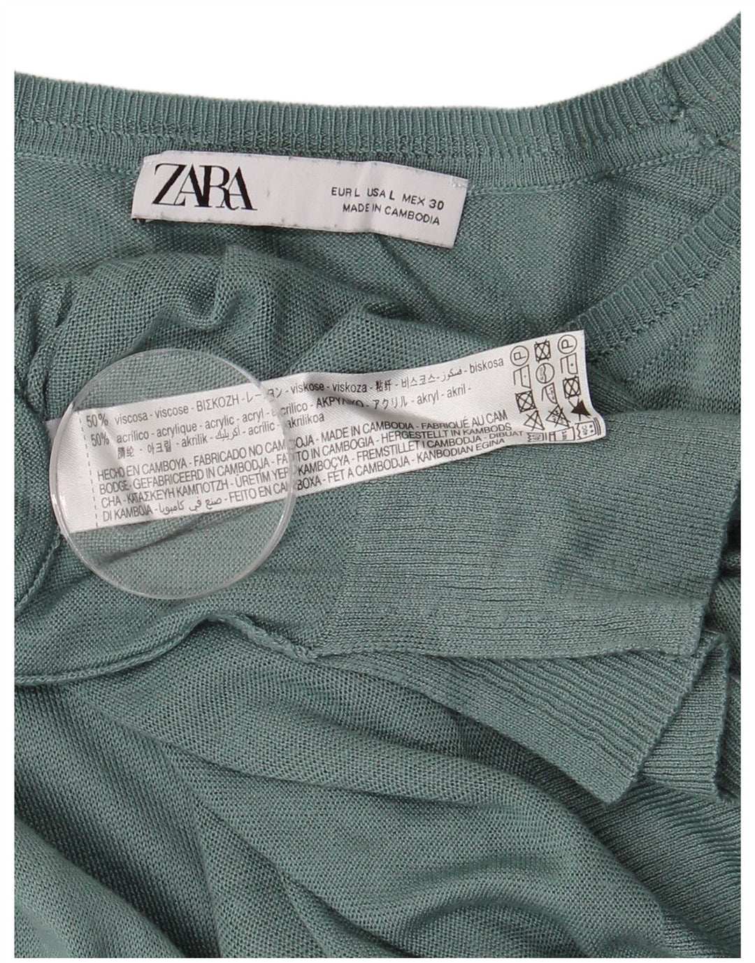 ZARA Womens Boat Neck Jumper Sweater UK 16 Large Green Viscose