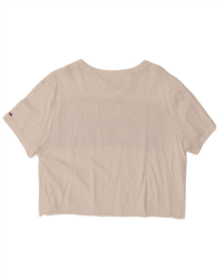 TOMMY HILFIGER Womens Crop Graphic T-Shirt Top UK 16 Large White