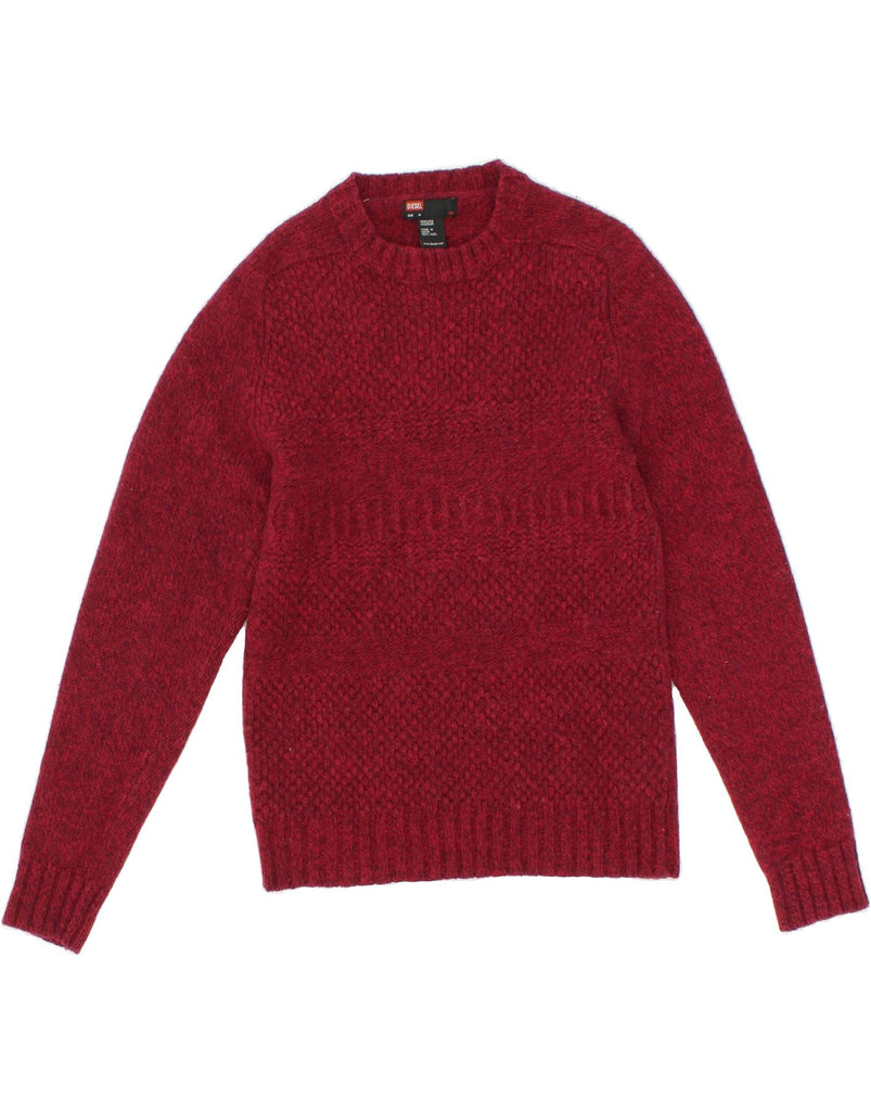 DIESEL Womens Crew Neck Jumper Sweater UK 14 Medium Red Wool Vintage Diesel and Second-Hand Diesel from Messina Hembry 