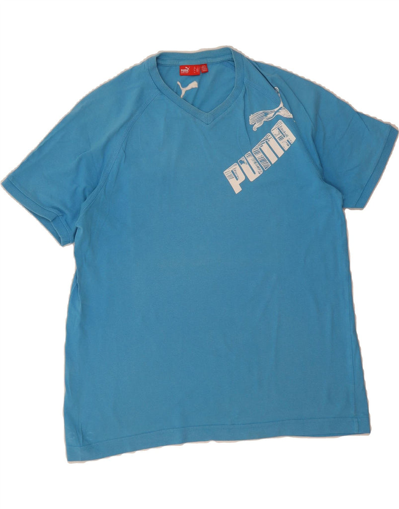 PUMA Mens Graphic T-Shirt Top Large Blue Cotton Vintage Puma and Second-Hand Puma from Messina Hembry 