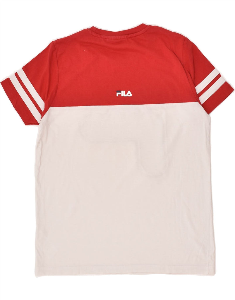 FILA Boys Graphic T-Shirt Top 13-14 Years Red Colourblock Cotton | Vintage Fila | Thrift | Second-Hand Fila | Used Clothing | Messina Hembry 