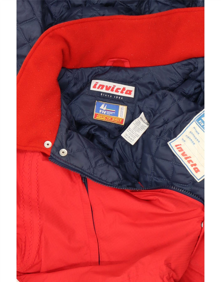 INVICTA Mens Hooded Padded Jacket UK 40 Large Red Polyamide Vintage Invicta and Second-Hand Invicta from Messina Hembry 