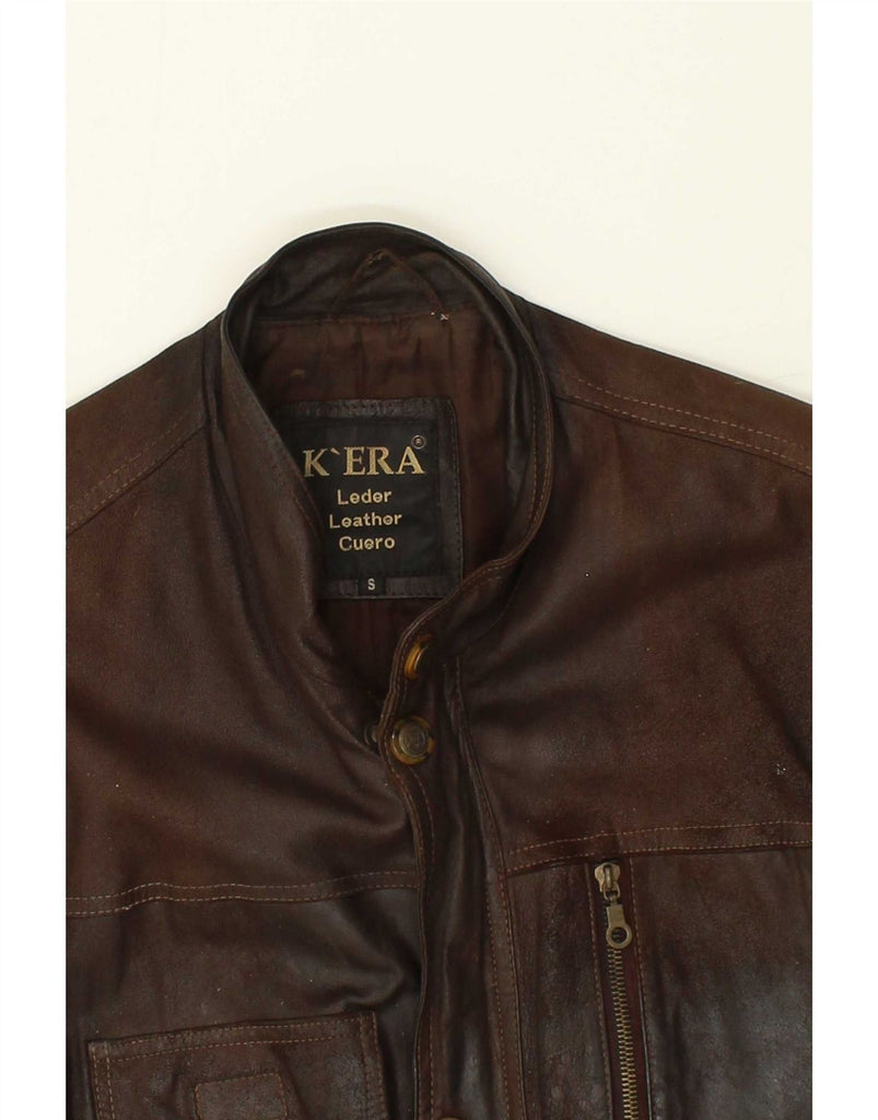 VINTAGE Mens Leather Gilet UK 36 Small Brown Leather Vintage Vintage and Second-Hand Vintage from Messina Hembry 