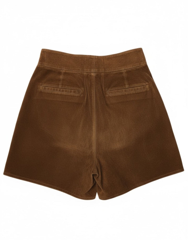 Vintage Womens High Waist Suede Chino Shorts W26 Small Brown