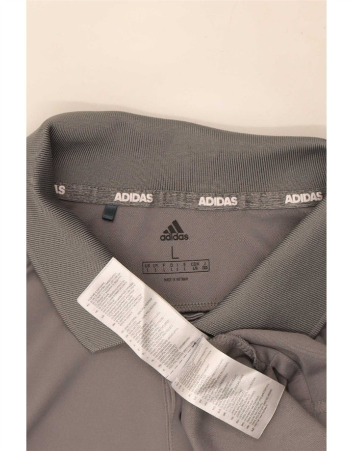Adidas Mens Polo Shirt Large Grey Polyester