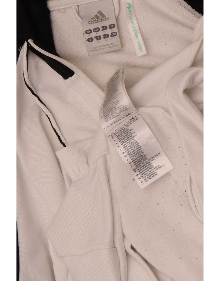 Adidas Womens Zip Hoodie Sweater UK 14 Medium White Colourblock Polyester