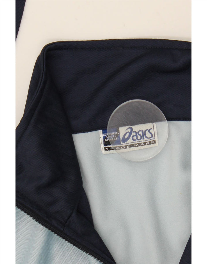 Asics Mens Tracksuit Top Jacket Large Blue Colourblock Polyester