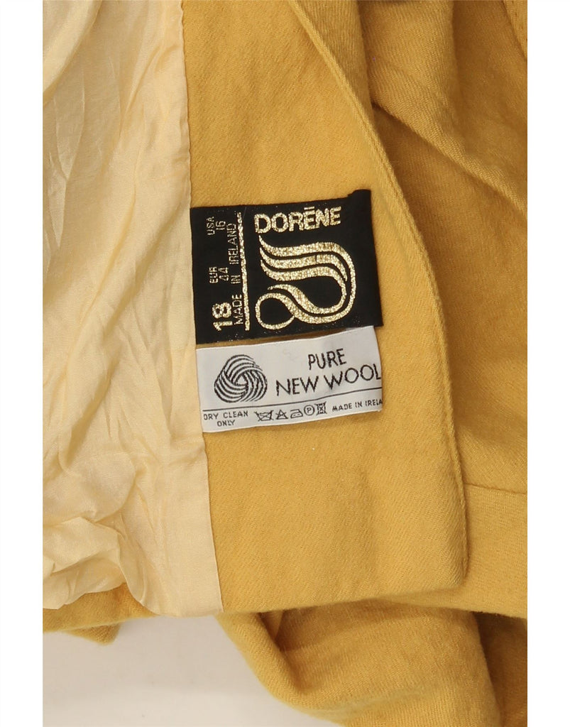 DORENE Womens 3/4 Sleeve 3 Button Blazer Jacket UK 18 XL Yellow New Wool Vintage Dorene and Second-Hand Dorene from Messina Hembry 