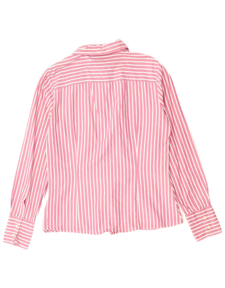 Benetton Womens Shirt UK 16 Large Pink Striped Cotton