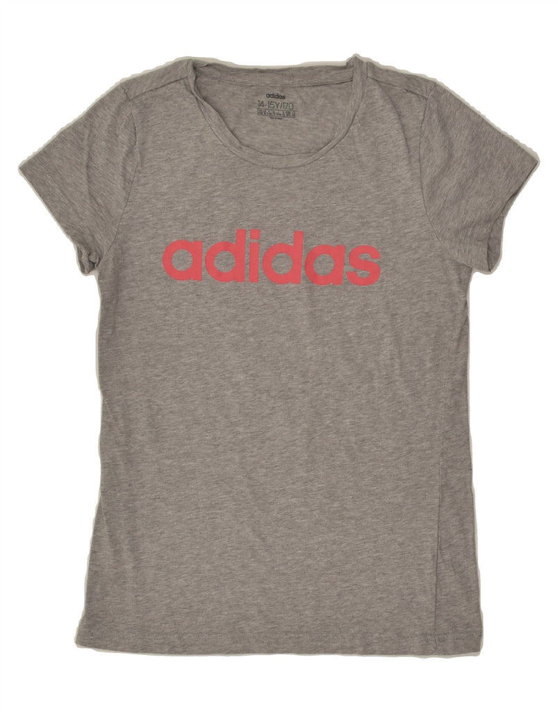 ADIDAS Girls Graphic T-Shirt Top 14-15 Years Grey | Vintage Adidas | Thrift | Second-Hand Adidas | Used Clothing | Messina Hembry 