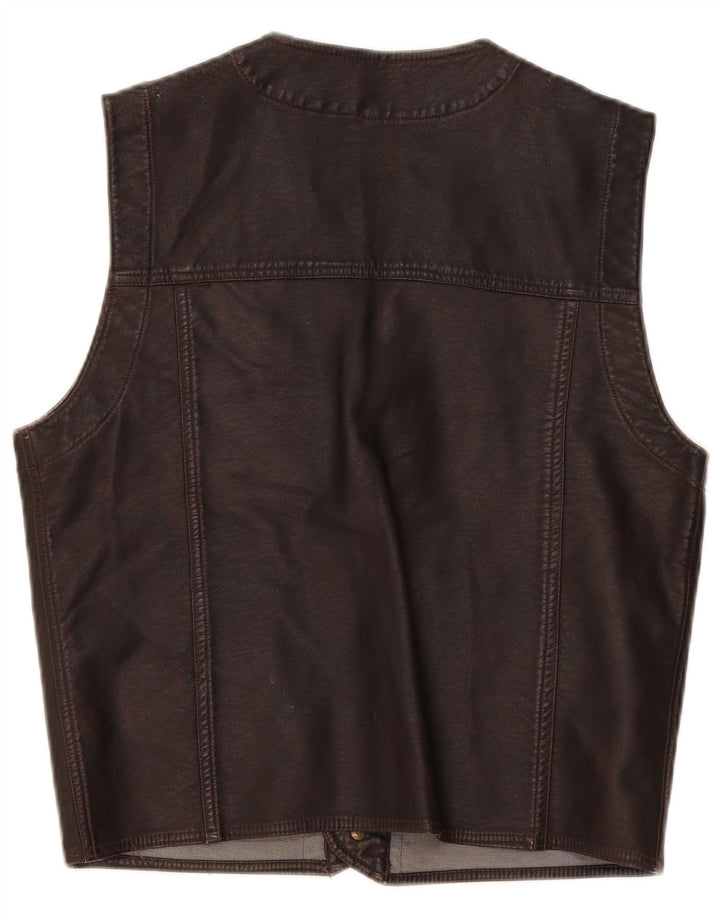 Brugi Mens Faux Leather Waistcoat Medium Brown Polyethylene