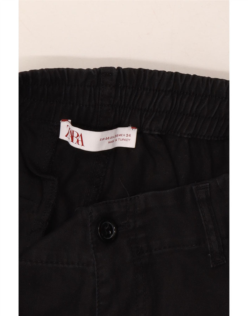 ZARA Womens Crop Cargo Trousers EU 44 XL W34 L24 Black Cotton Vintage Zara and Second-Hand Zara from Messina Hembry 