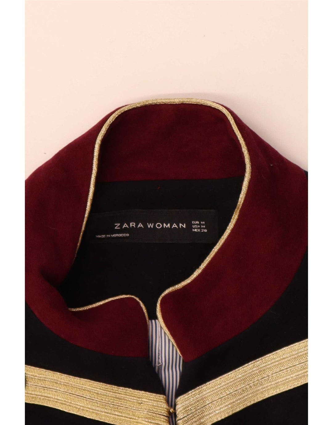 Zara Womens Military Blazer Jacket UK 14 Medium Navy Blue Colourblock