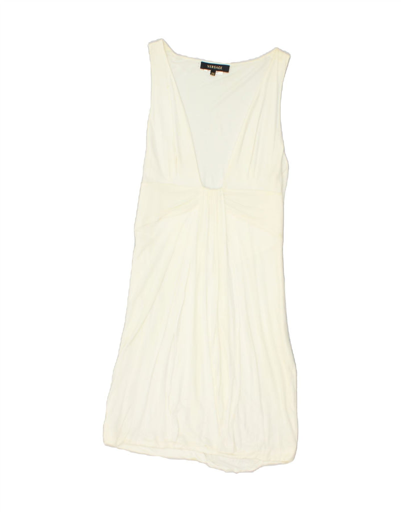 VERSACE Womens Sleeveless Shift Dress IT 38 XS White | Vintage Versace | Thrift | Second-Hand Versace | Used Clothing | Messina Hembry 