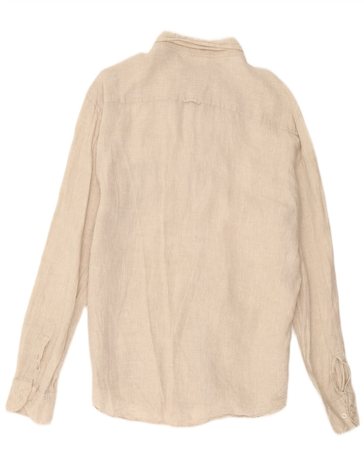 Massimo Dutti Mens Shirt Medium Beige Linen