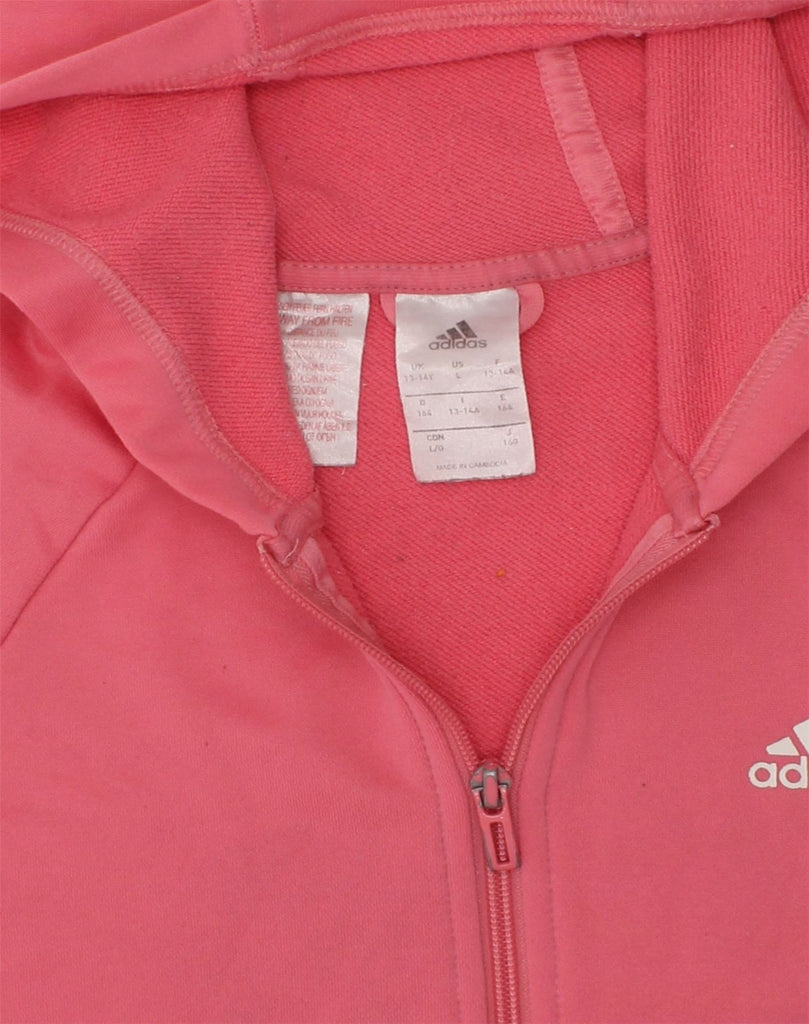 ADIDAS Girls Zip Hoodie Sweater 13-14 Years Pink Colourblock Polyester | Vintage Adidas | Thrift | Second-Hand Adidas | Used Clothing | Messina Hembry 