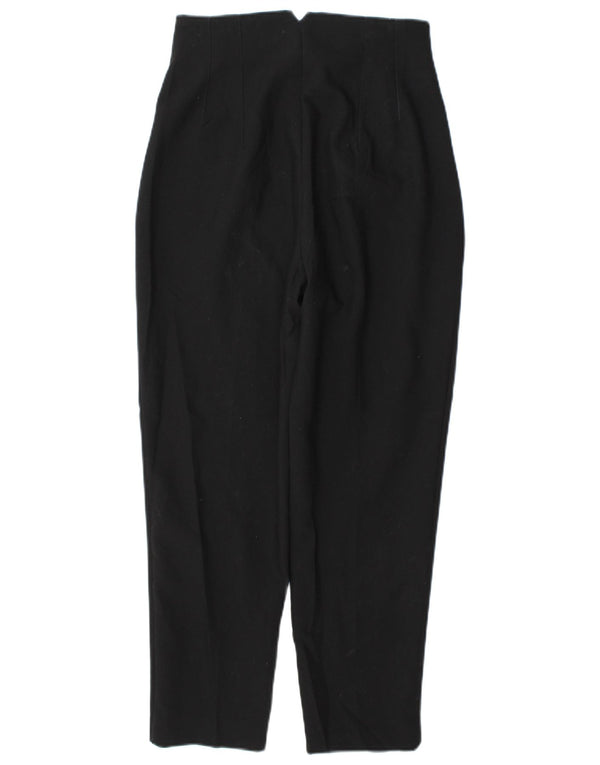Zara Womens High Waist Tapered Suit Trousers Small W26 L26 Black Polyester