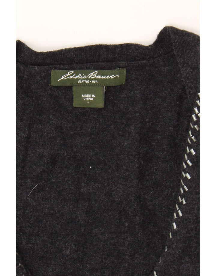 EDDIE BAUER Womens Open Cardigan Sweater UK 14 Large Grey Merino Wool Vintage Eddie Bauer and Second-Hand Eddie Bauer from Messina Hembry 