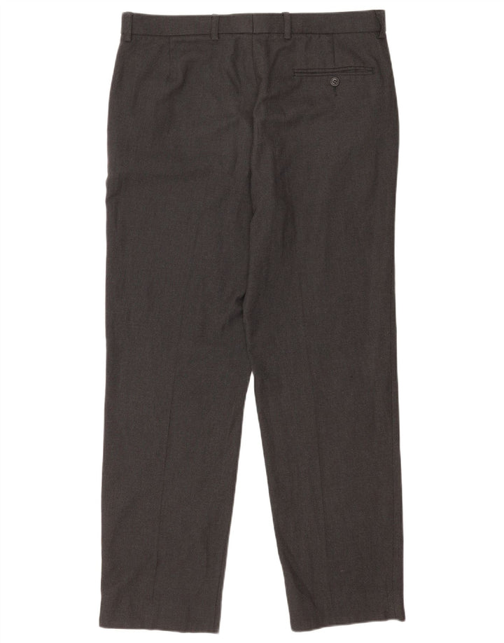 Marks & Spencer Mens Straight Suit Trousers W34 L31 Grey Polyester
